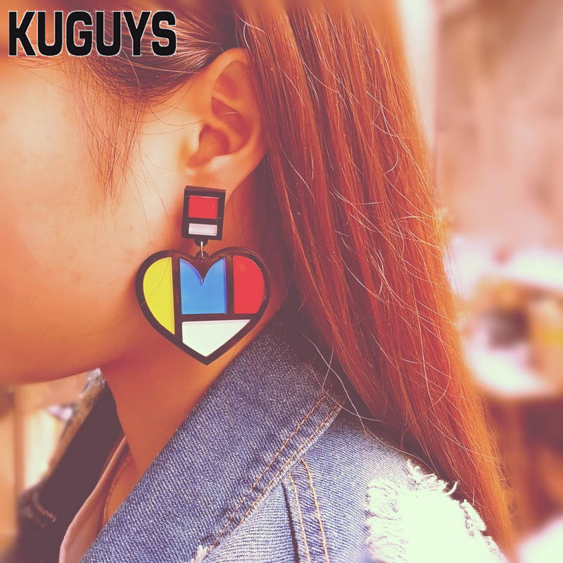 Geometric Heart Acrylic Earrings for Women