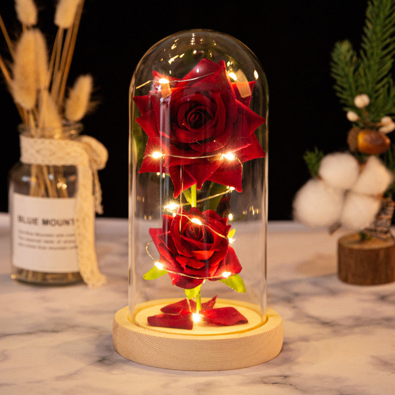 LED Light Rose Glass Cover Ornament