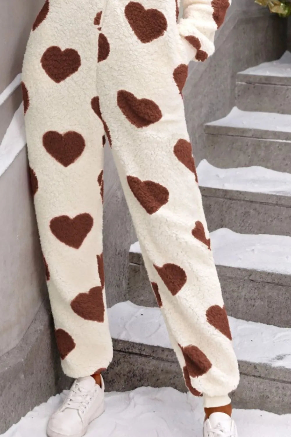 Heart Zip Up Hooded Lounge Jumpsuit