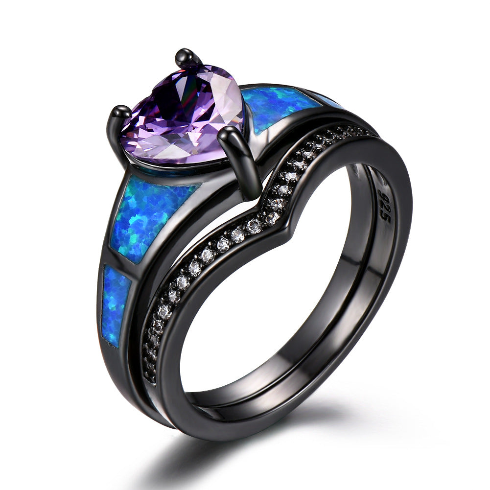 Heart Fire Opal Rings for Women - Vintage Style Engagement Jewelry