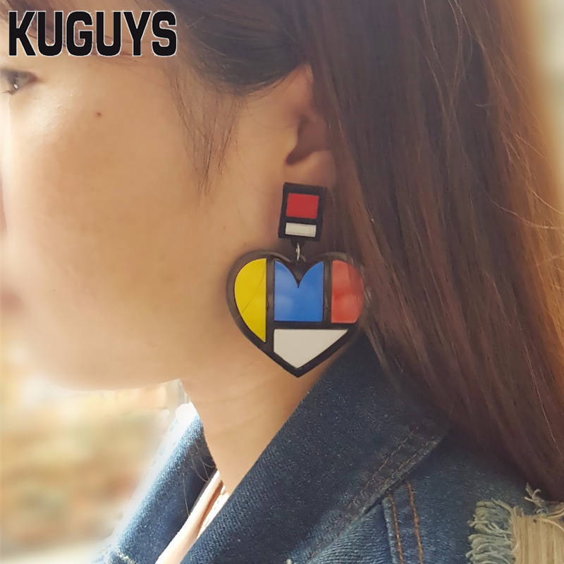 Geometric Heart Acrylic Earrings for Women