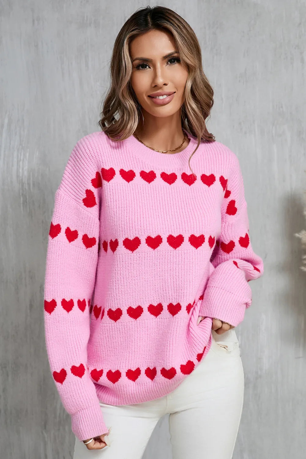 Angel Wings Heart Round Neck Sweater
