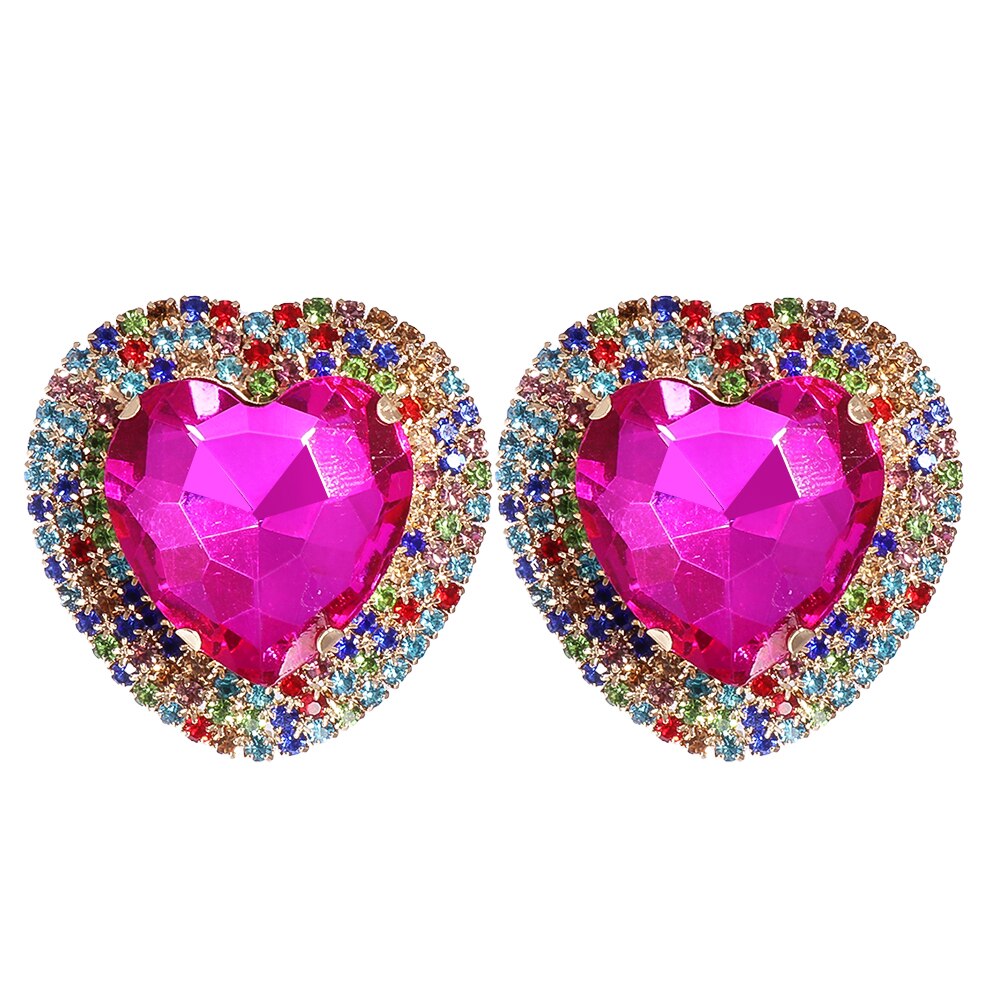 Baroque Heart-Shaped Multicolored Crystal Stud Earrings