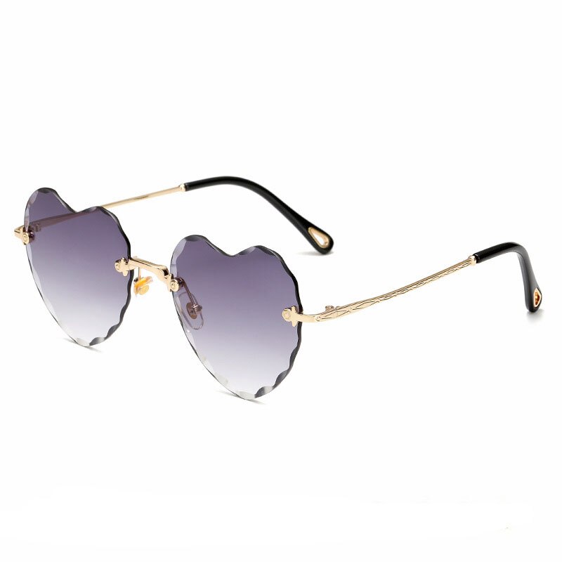 Heart Shaped Gradient Rimless Sunglasses for Ladies