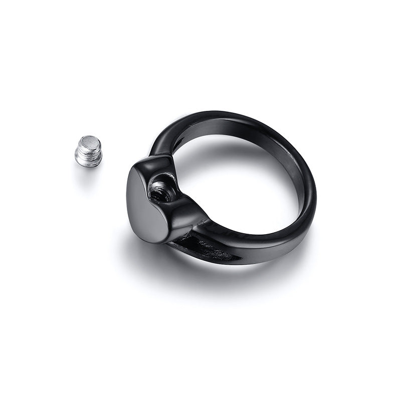 Love Titanium Steel Heart-Shaped Urn Casting Ring