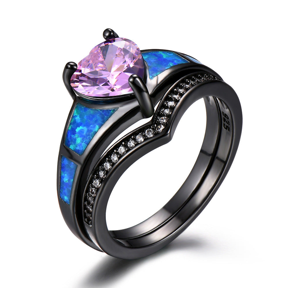 Heart Fire Opal Rings for Women - Vintage Style Engagement Jewelry