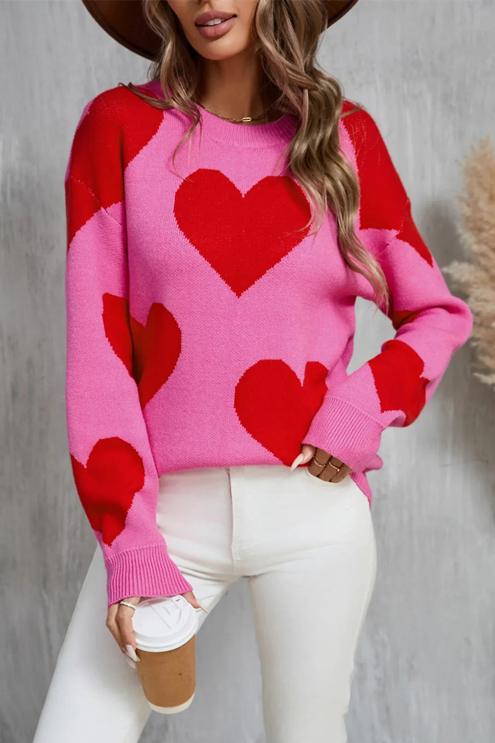 Angel Wings Contrast Heart Sweater