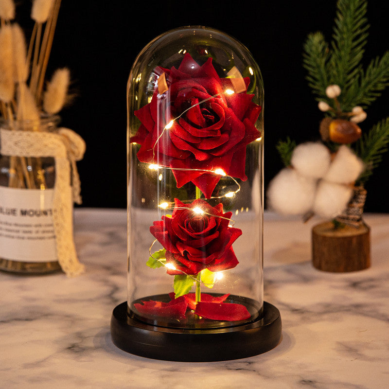 LED Light Rose Glass Cover Ornament
