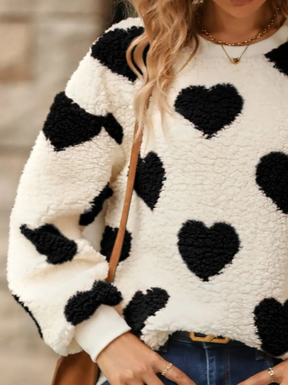 Heart Dropped Shoulder Sweater