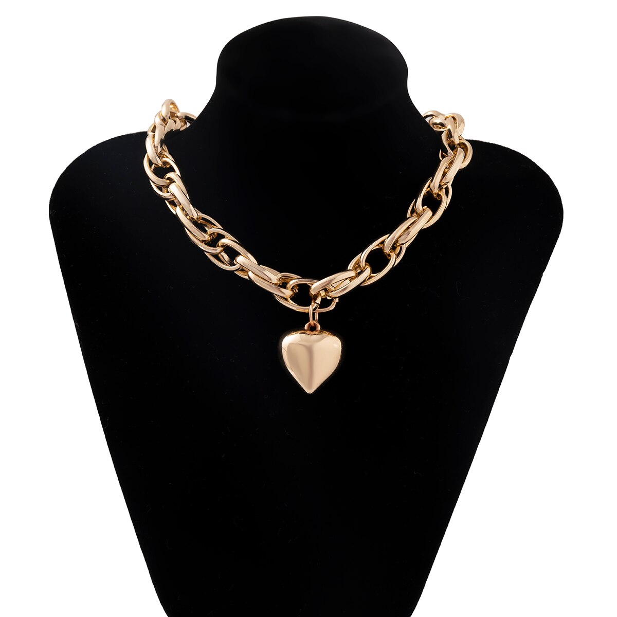Punk Heart Pendant Cross Necklace for Women