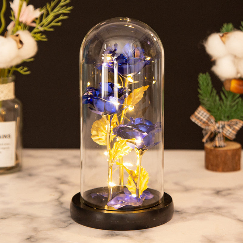 Three Glass Cover Gold Foil Roses Ornament