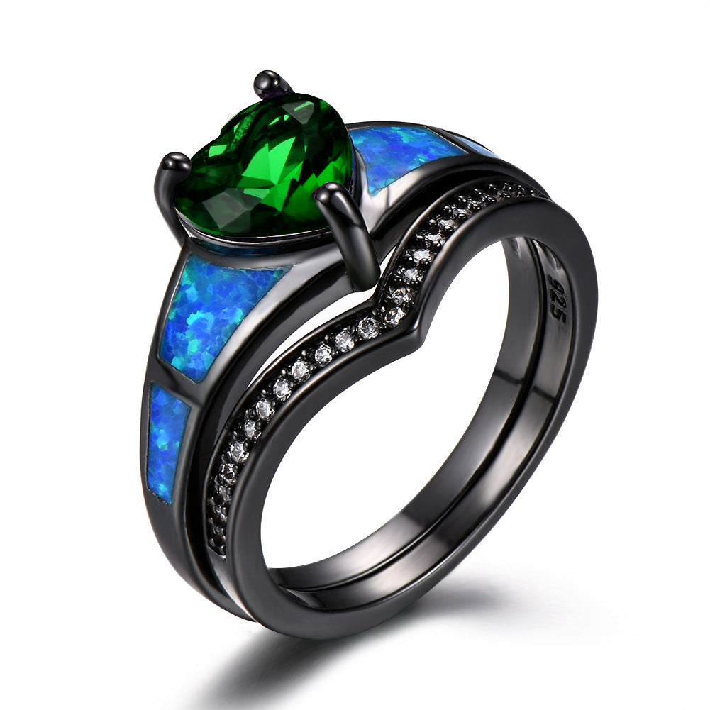 Heart Fire Opal Rings for Women - Vintage Style Engagement Jewelry