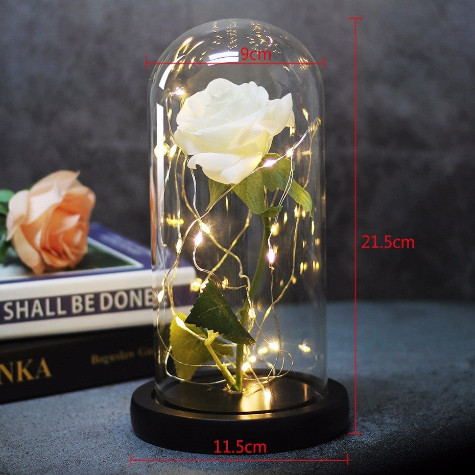 Beauty And The Beast Rose in Flask - LED Light