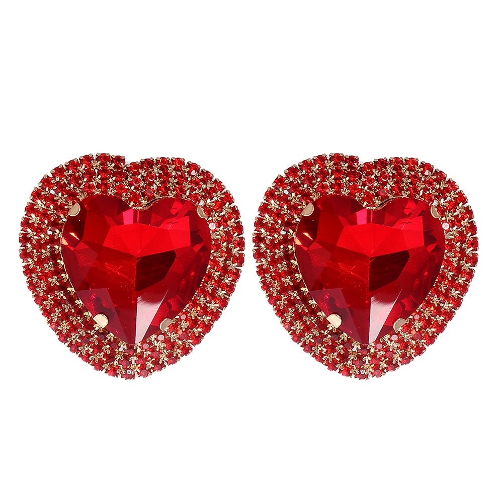 Baroque Heart-Shaped Multicolored Crystal Stud Earrings