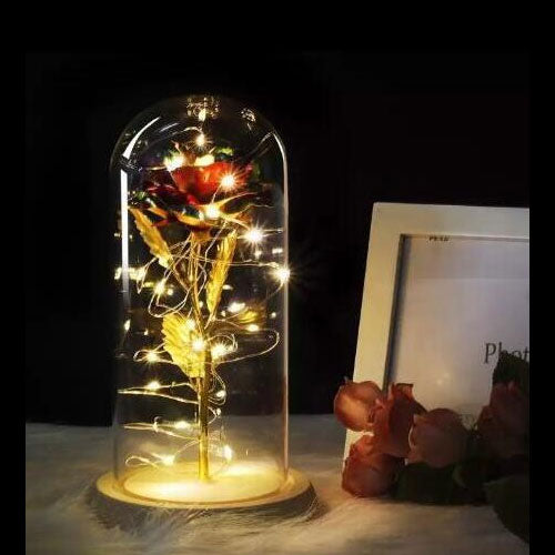 Beauty And The Beast Rose in Flask - LED Light