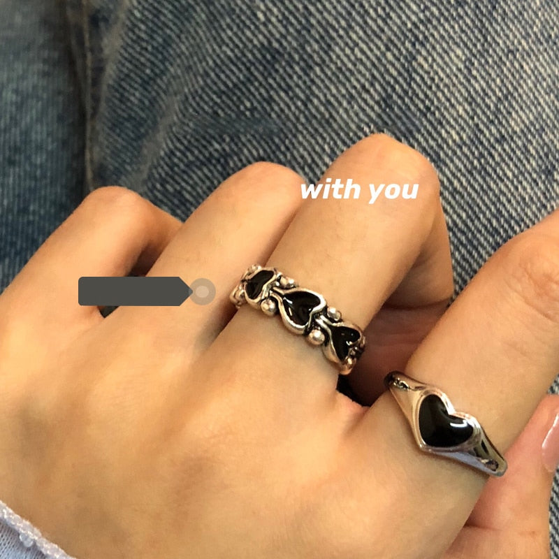 Baroque Vintage Heart Metal Rings for Valentine's Day
