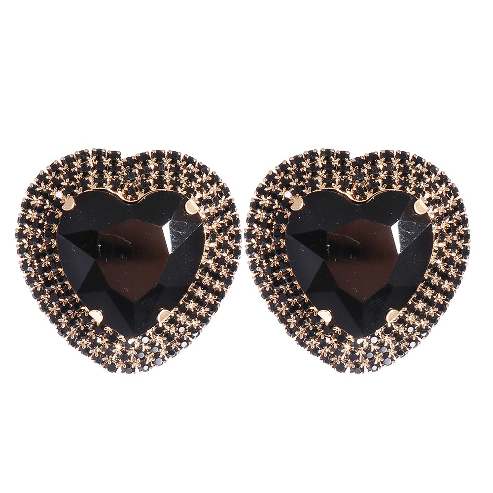Baroque Heart-Shaped Multicolored Crystal Stud Earrings