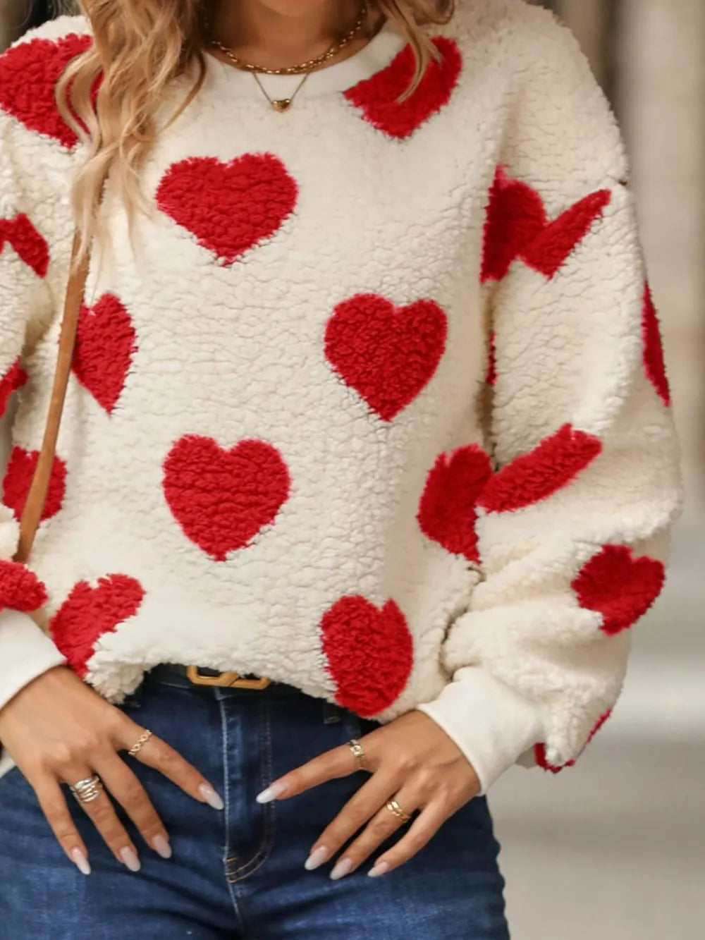 Heart Dropped Shoulder Sweater
