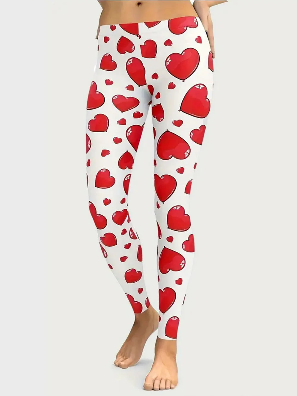 Heart Print Valentines Skinny Leggings