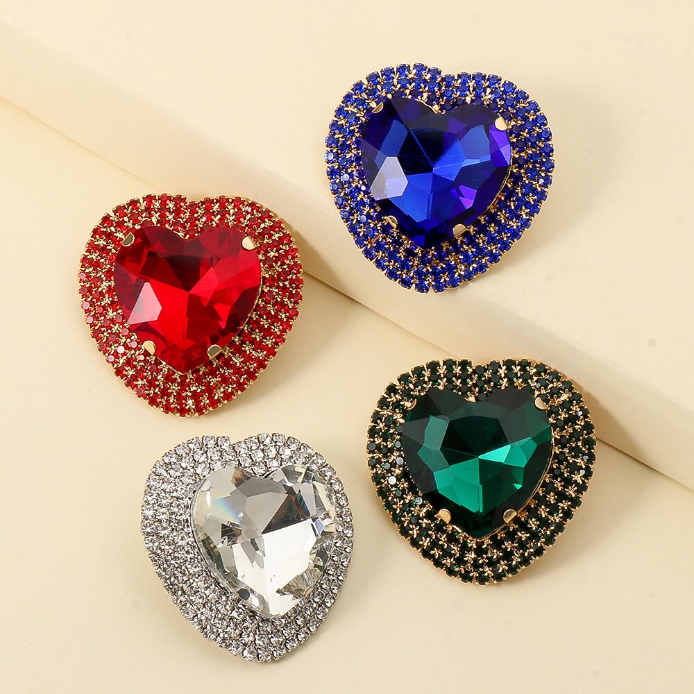 Baroque Heart-Shaped Multicolored Crystal Stud Earrings