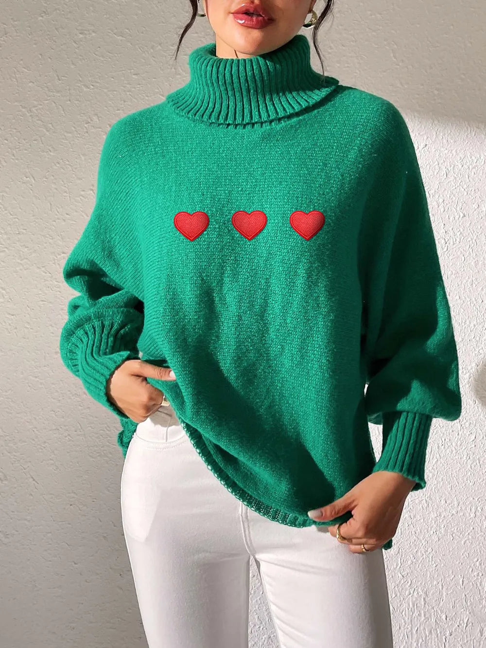 Heart Sticker High Neck Sweater