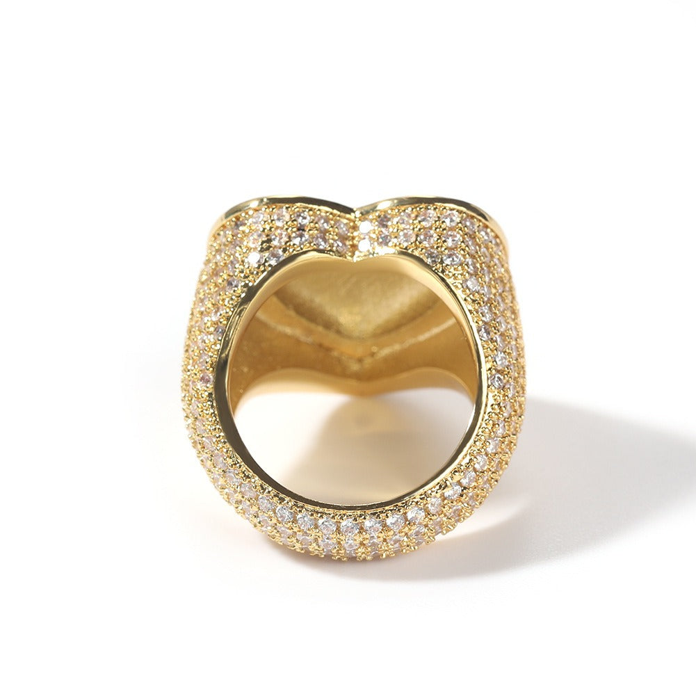 Copper Heart Ring Set with 3A Zircon