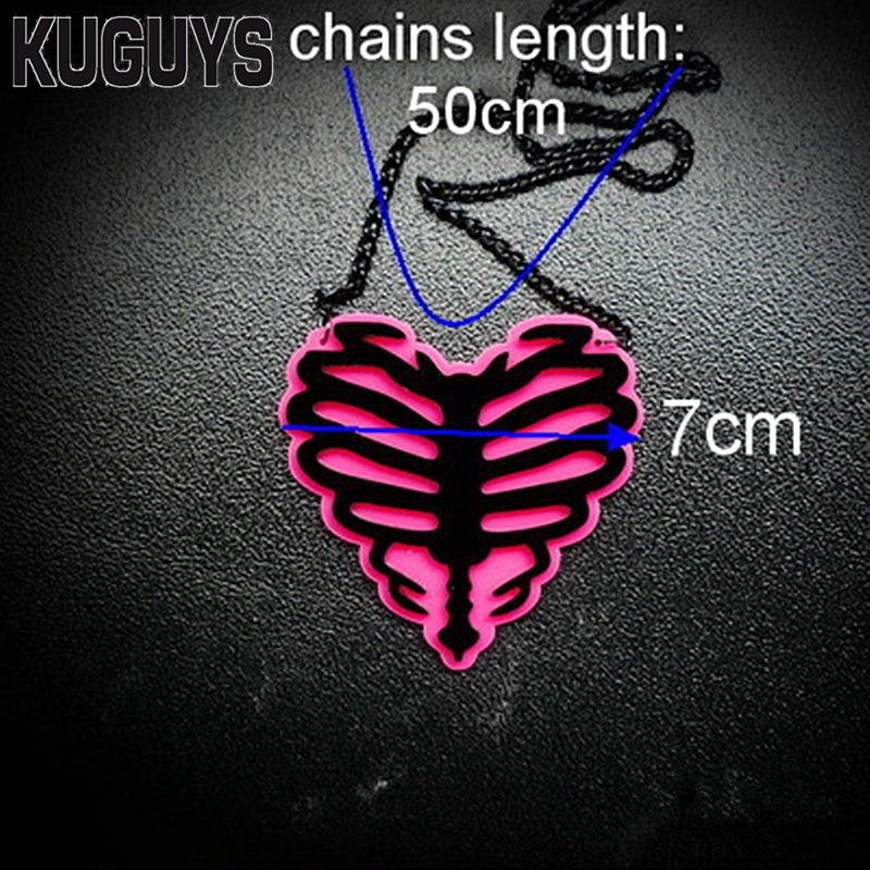 Fashion Acrylic Jewelry Custom Women Heart Skeleton Pink Pendant Necklace Link Chain HipHop Mens Necklaces