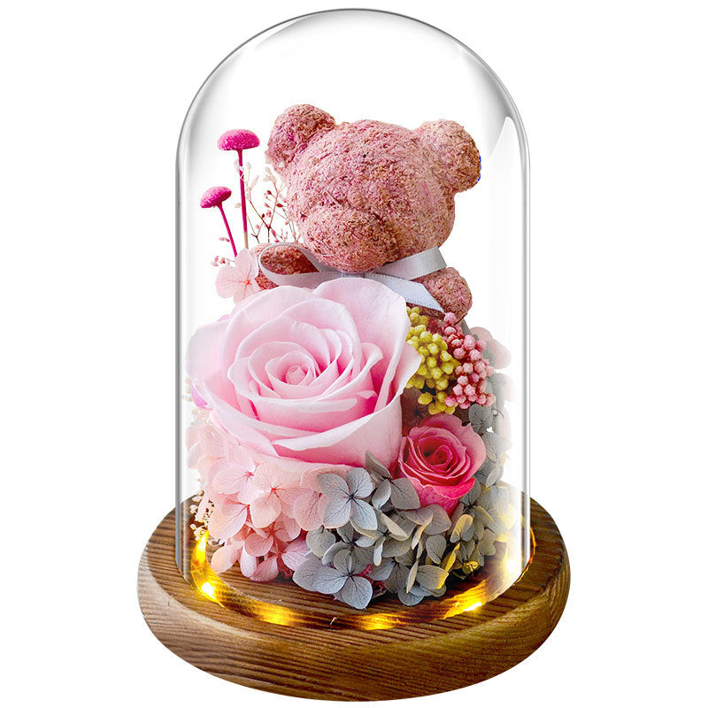 Everlasting Flower Bear with Glass Cover Gift Box