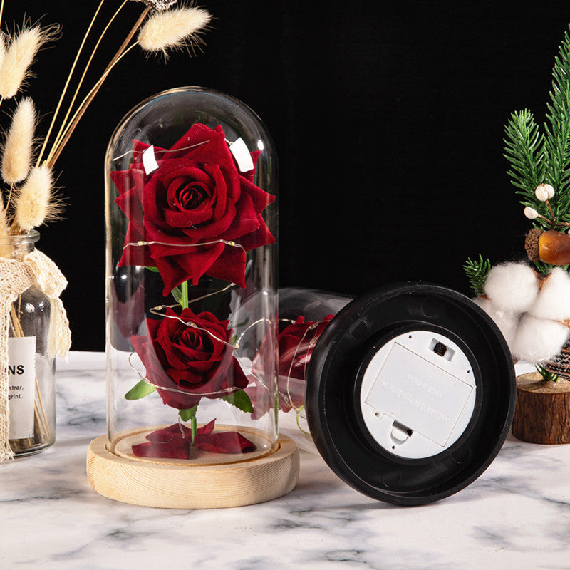 LED Light Rose Glass Cover Ornament