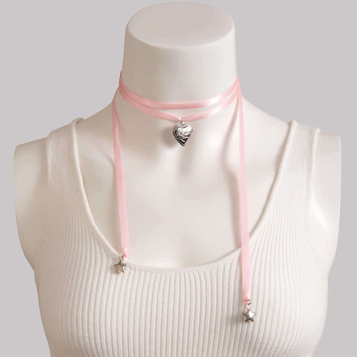 Charming Heart Ribbon Bow Choker