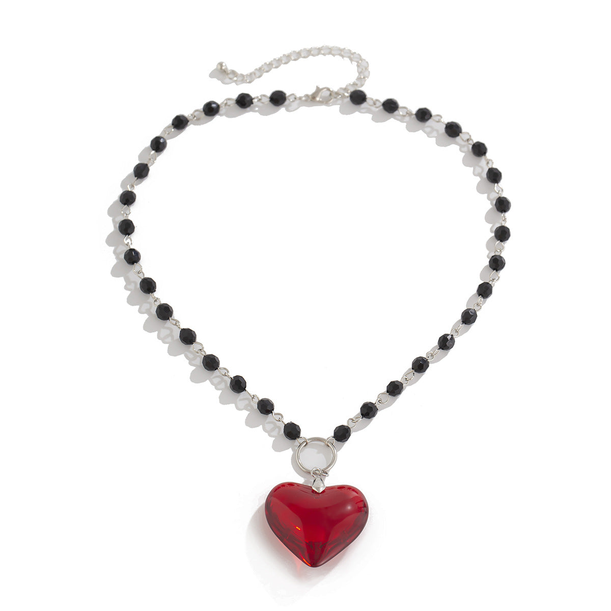 Heart Shaped Pendant Necklace - Halloween Crystal Bead Chain