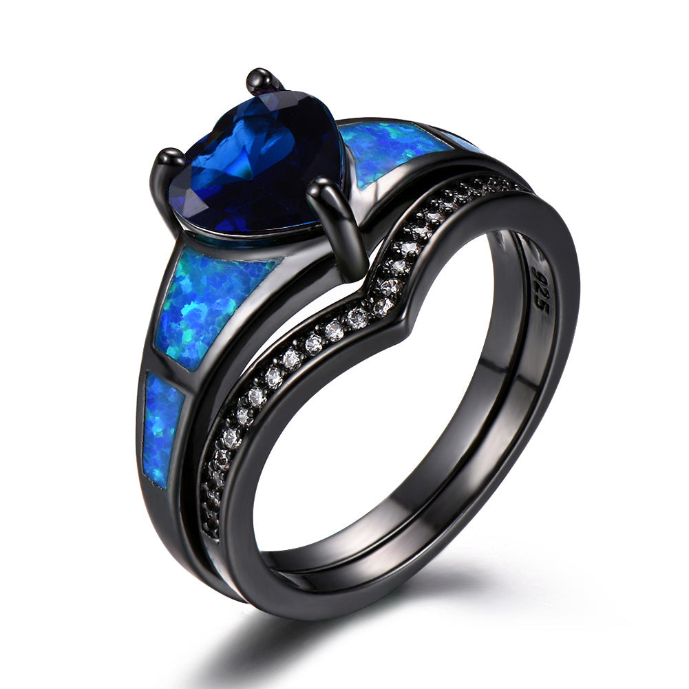 Heart Fire Opal Rings for Women - Vintage Style Engagement Jewelry