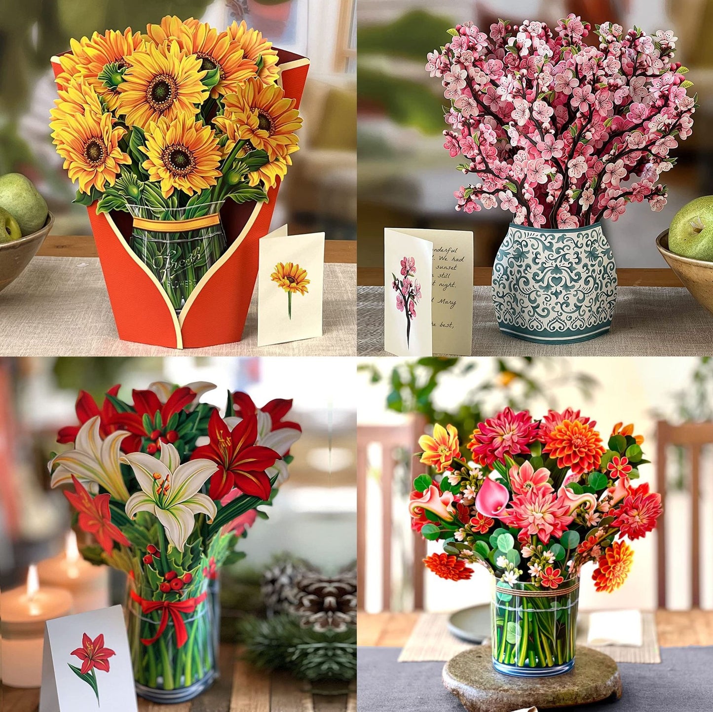 3D Paper Flowers Popup Greeting Cards