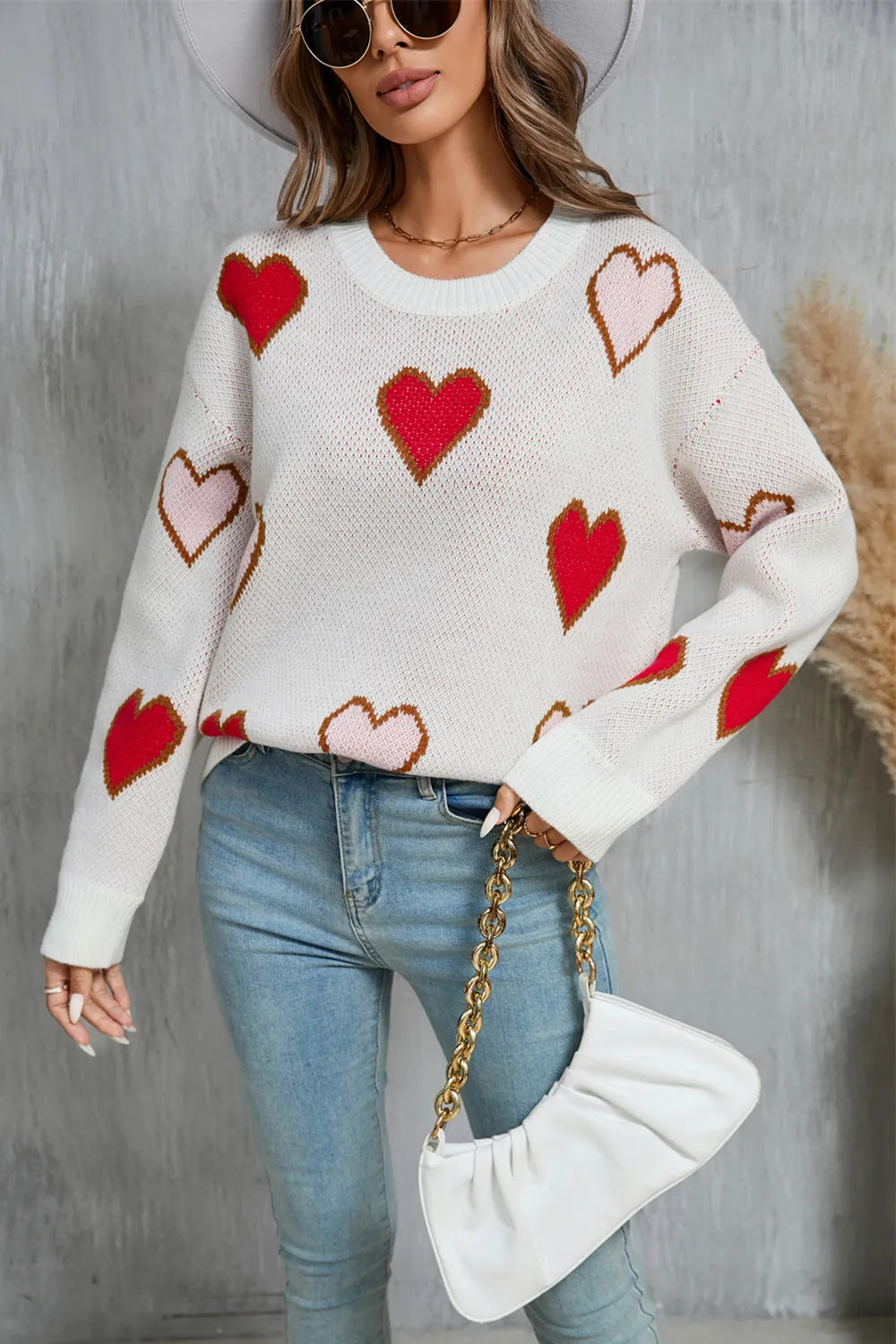 Angel Wings Contrast Heart Sweater