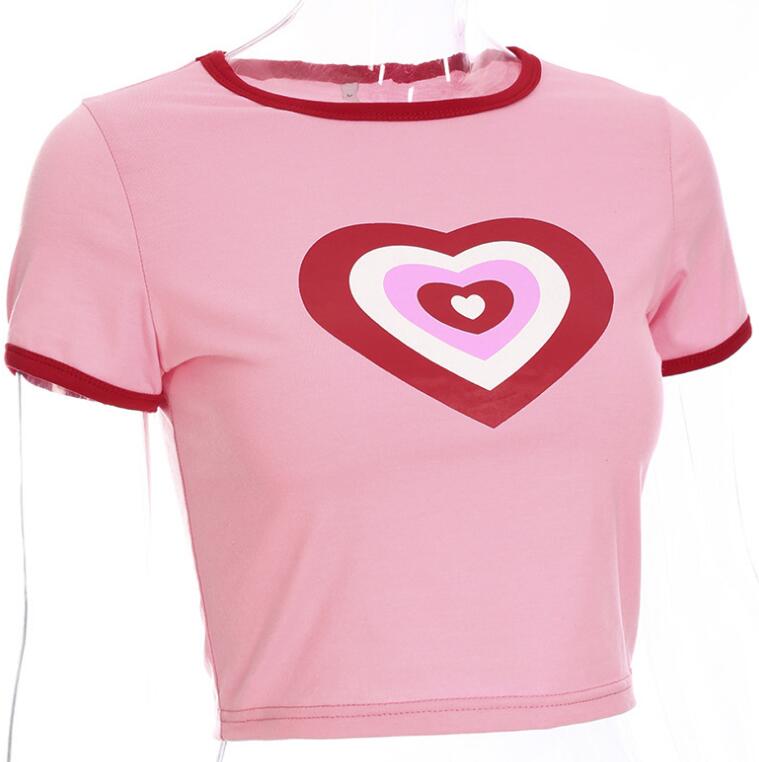 Summer Love Heart Print Short Sleeve T-Shirt