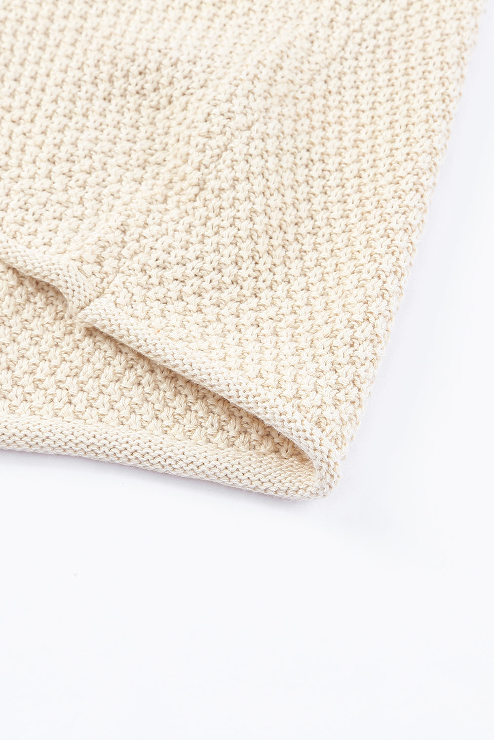 Beige V-neck Dropped Sleeve Heart Print Sweater