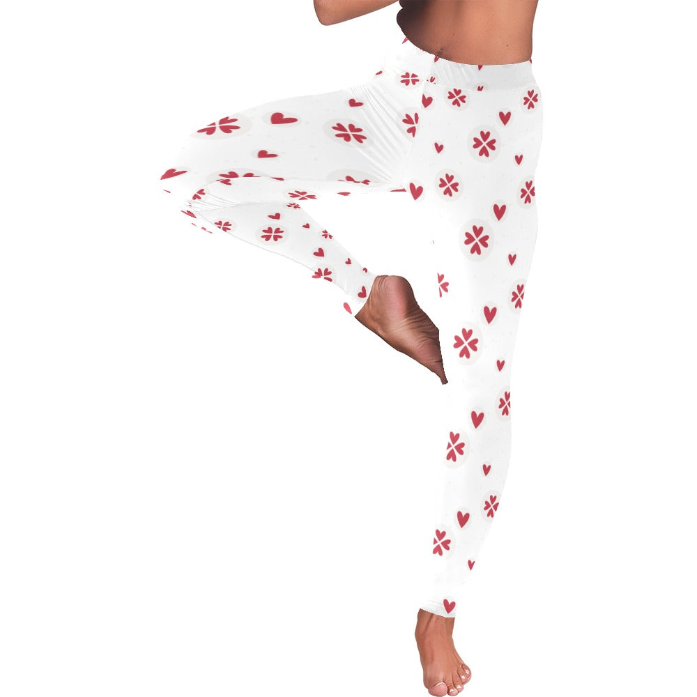 Valentine's Day Heart Clovers Women's All-Over Low Rise Leggings
