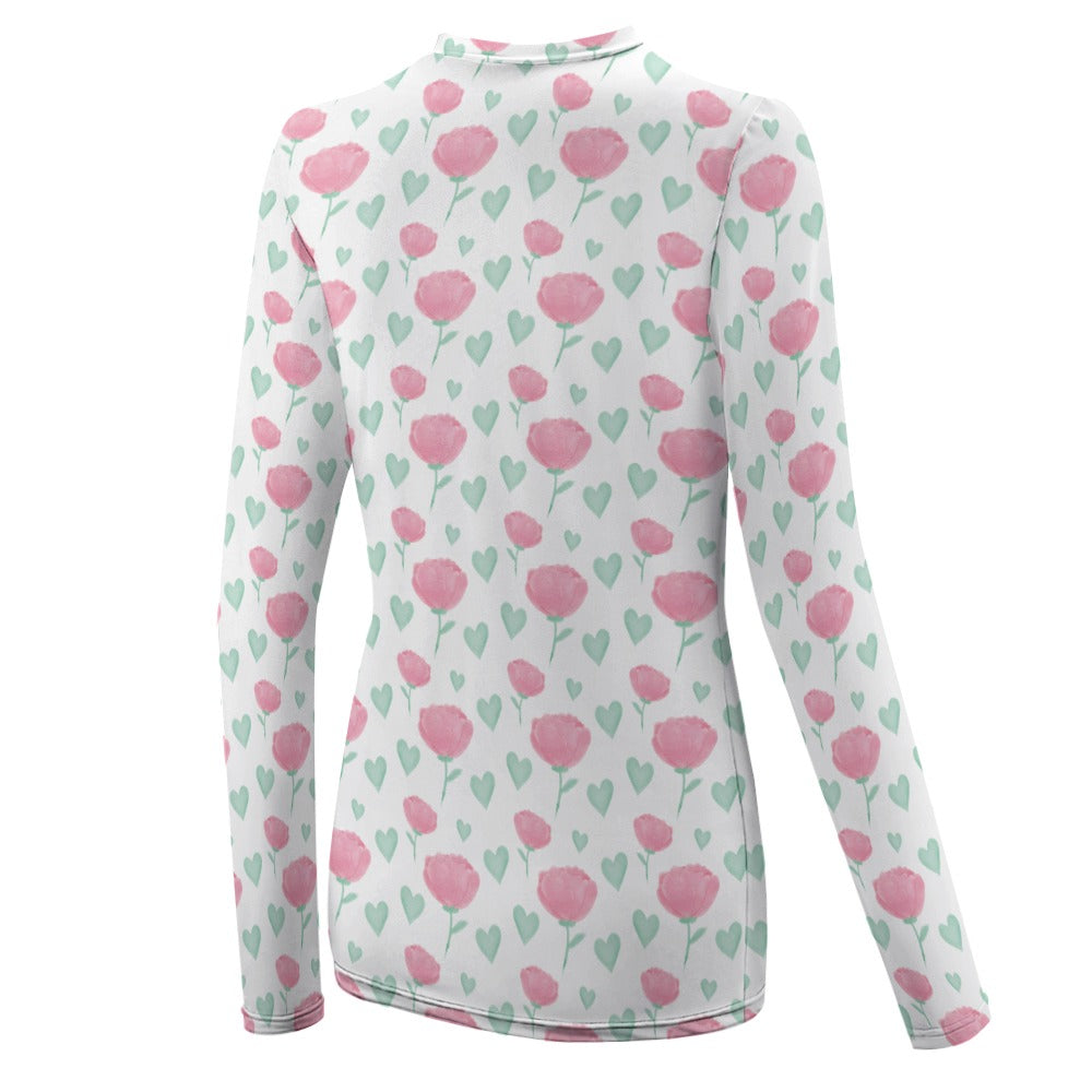 Hearts and Flowers Valentine's Day Women's Long Sleeve T-Shirt
