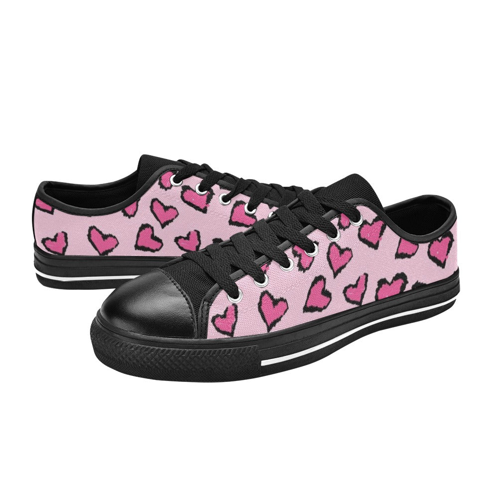 Pink Leopard Valentine's Day Canvas Women's Shoes