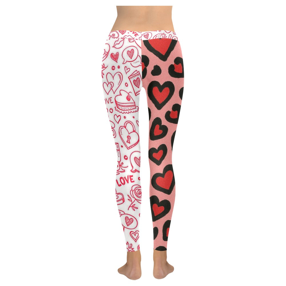 Valentine's Day Red Leopard & Doodle Low Rise Leggings