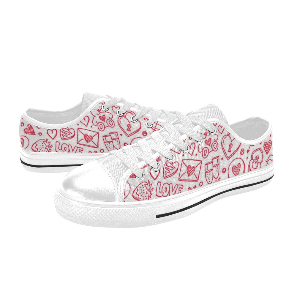 Valentine's Day Doodle Canvas Women's Shoes