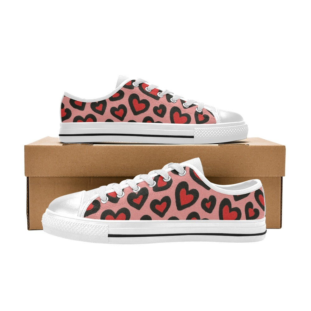 Valentine's Day Leopard Print Heart Canvas Women's Shoes