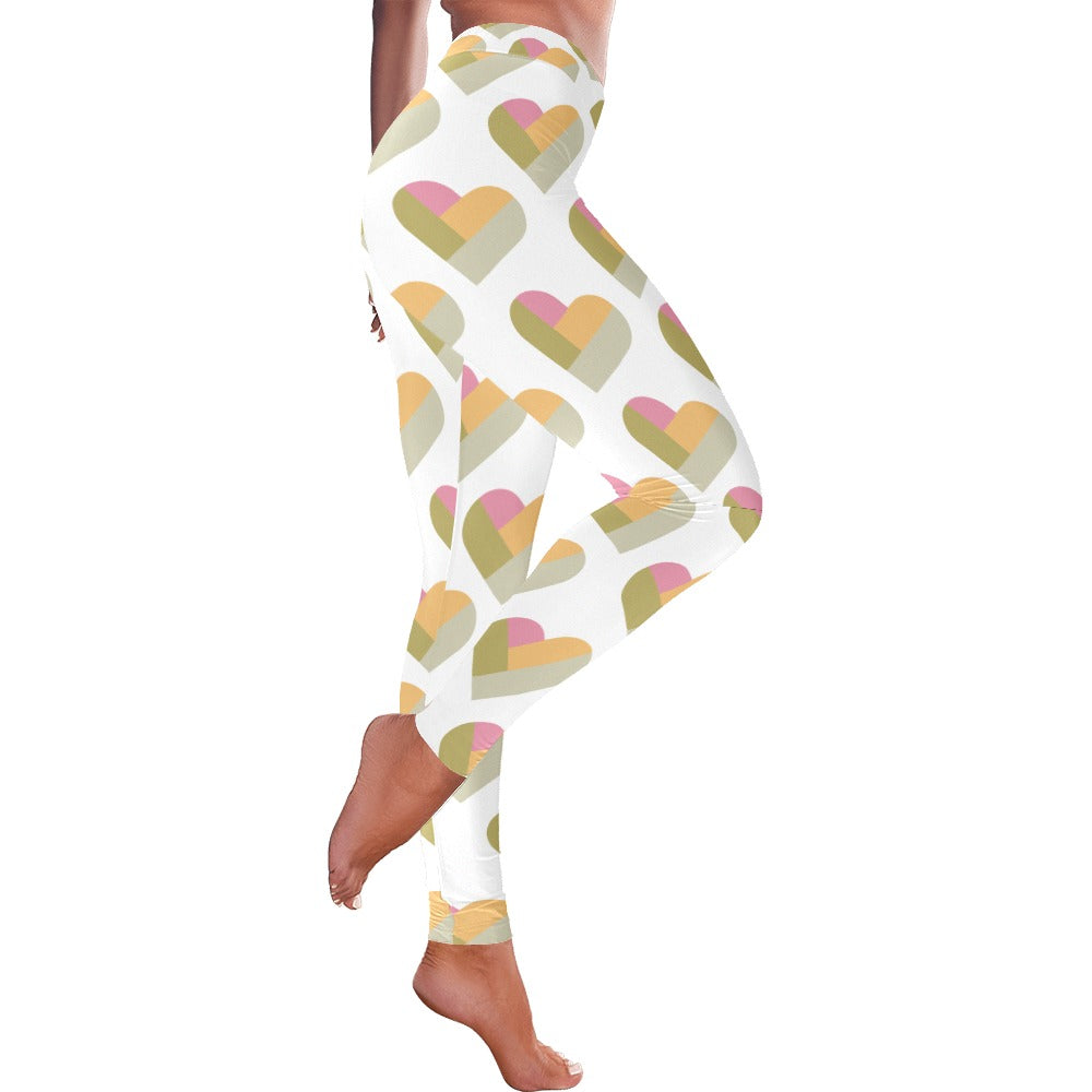Geometric Hearts Valentine's Day Women's All-Over Low Rise Leggings