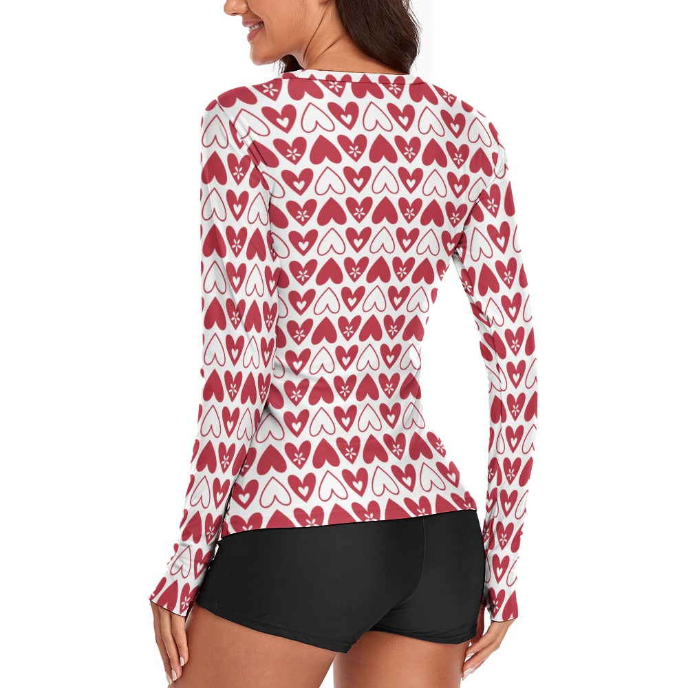 Valentine's Hearts Alternating Women's Long Sleeve T-Shirt