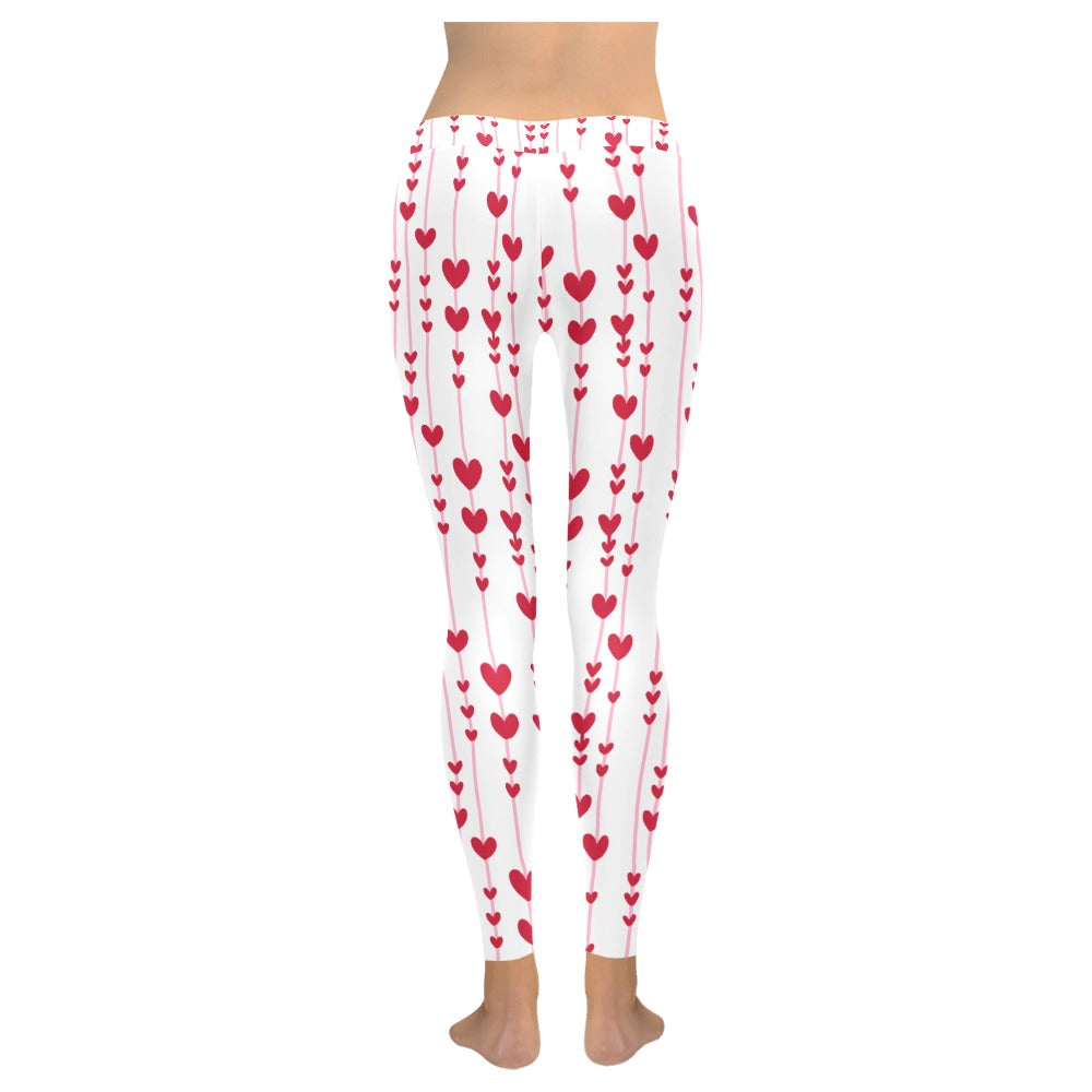 Red Stem Hearts Valentine's Day Women's All-Over Low Rise Leggings