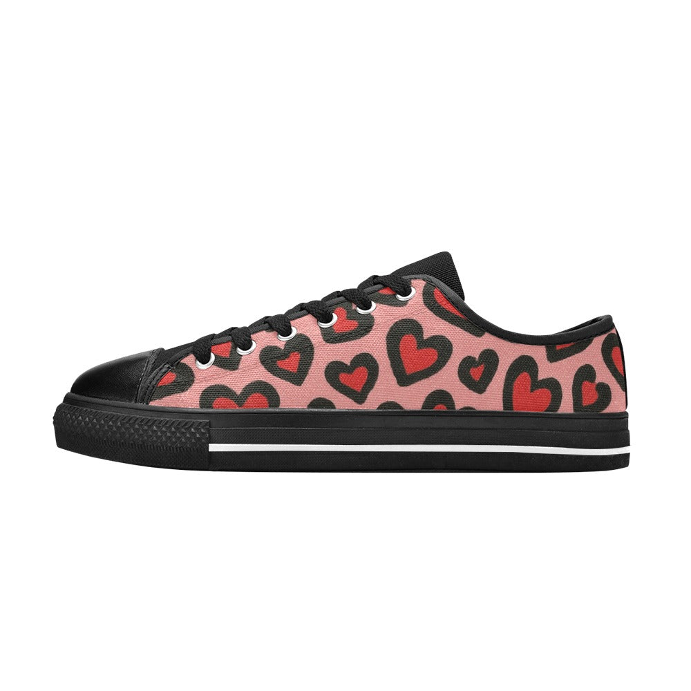 Valentine's Day Leopard Print Heart Canvas Women's Shoes