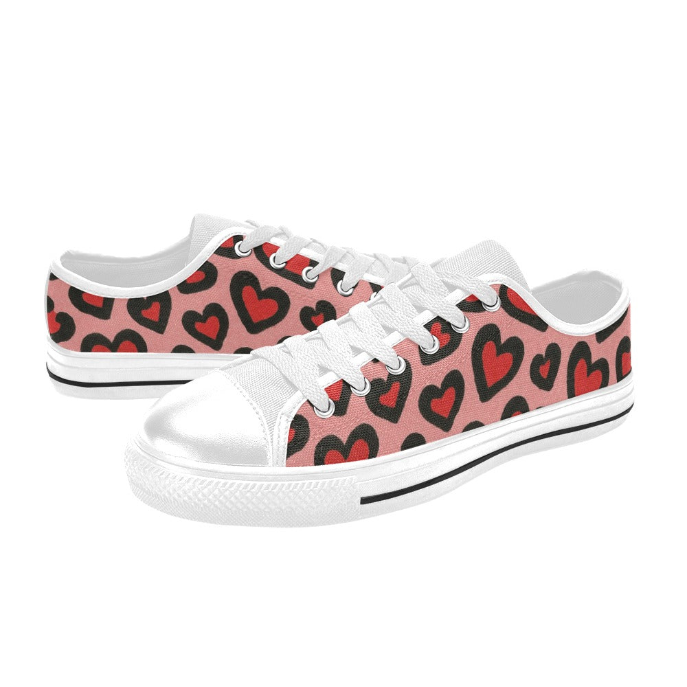 Valentine's Day Leopard Print Heart Canvas Women's Shoes
