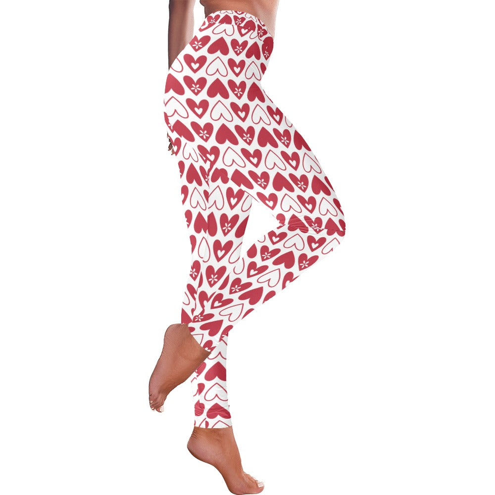 Valentine's Day Hearts Women's All-Over Low Rise Leggings