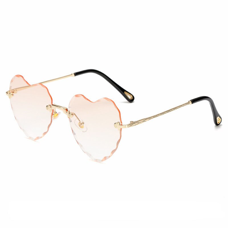 Heart Shaped Gradient Rimless Sunglasses for Ladies