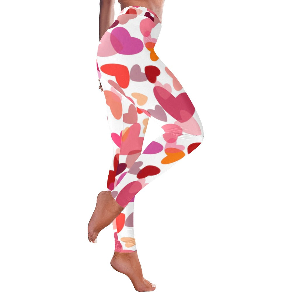 Multicolored Hearts Low Rise Leggings